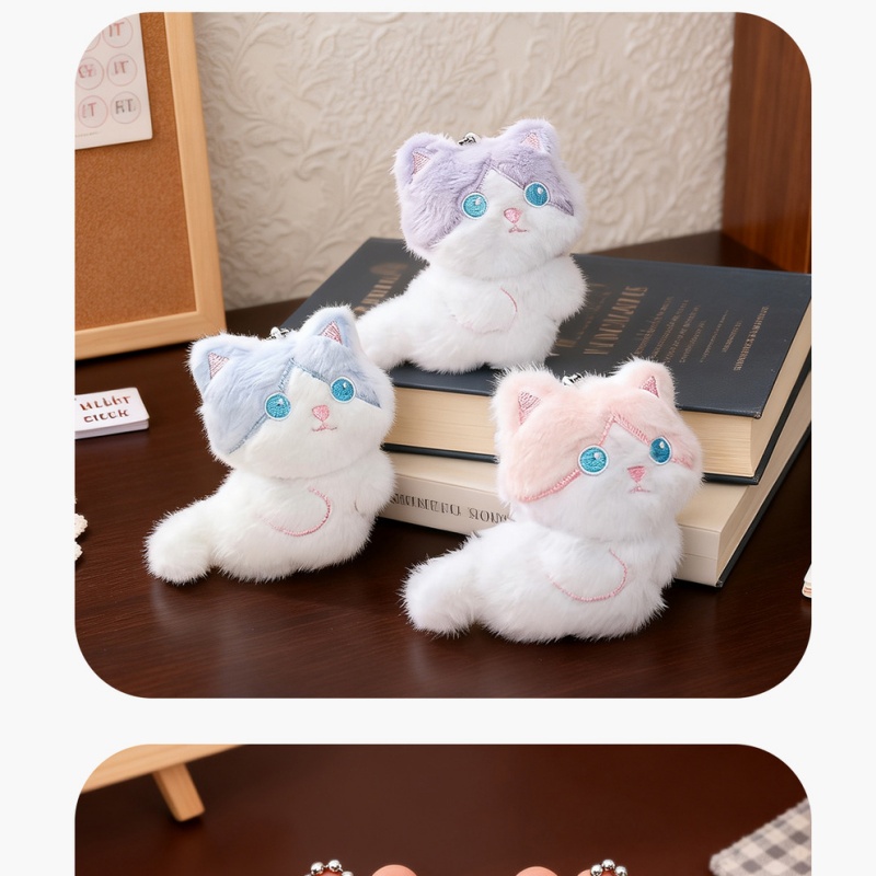  Cute Calico Cat Plush Keychai - Phone Accessories For Car 评论和价格